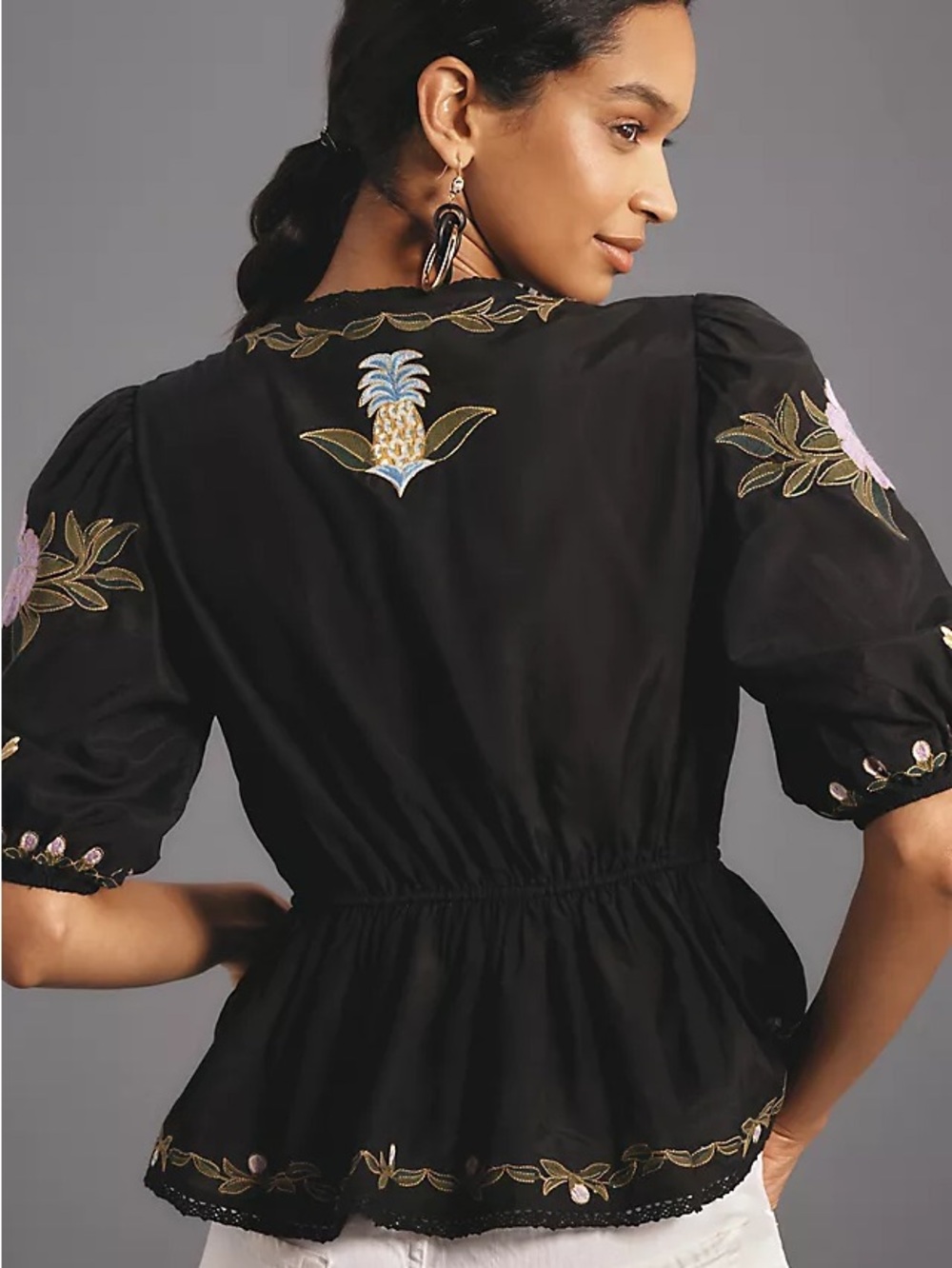 Farm Rio winter garden embroidered blouse - Picture 2 of 4